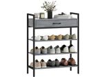 Homcom Scarpiera In Truciolato, Metallo-70L X 30L X 87,6H Cm-Grigio