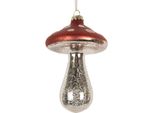 Ornamento Natalizio Clayre & Eef A Fungo Ø 9X13 Cm In Vetro Rosso