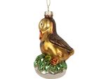 Targhetta Natalizia Clayre & Eef Anatra 6X5X11 Cm Vetro Marrone