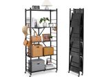 Vevor 5 Scaffali, Scaffali Pieghevoli Con Ruote, 36X81X183 Cm, Scaffale Pieghevole Per Carichi Pesanti, Scaffale In Piedi Senza Montaggio, Scaffale Per La Casa, Scaffale Per La Cucina, Scaffale In Metallo Per Garage, Cucina, Cantina, Nero