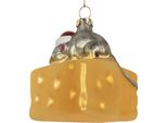 Clayre & Eef Tag Mouse Natalizio 8X8X8 Cm In Vetro Giallo