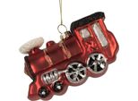 Clayre & Eef Tag Train Natalizio 10X4X5 Cm Vetro Rosso