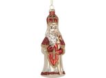 Targhetta Natalizia Clayre & Eef Babbo Natale 5X5X15 Cm In Vetro Rosso