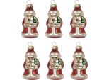 Ciondolo Natalizio Clayre & Eef Set Di 6 Babbo Natale Ø 3X35 Cm In Vetro Rosso