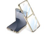 Custodia Per Samsung Galaxy Z Flip 7 Custodia Sottile In Elettroplatino Trasparente Con Protezione Dello Schermo Integrata Oro