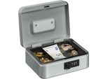 Relaxdays Cassetta Per Contanti, Combinazione A 3 Cifre, Inserto Per Monete, Cassetta Per Contanti In Ferro, Cassetta Per Contanti, Hbt 8,5X20X17 Cm, Argento