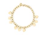 Armband Echtzeit "Schmuck Geschenk Edelstahl Armkette Endless Love Herzen", Gold (Gelbgoldfarben), ArmbäNder, Damen, 23Cm, Edelstahl, Armband