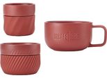 Set Di 3 Tazze Per Gli Amanti Del Caffè La CafetièRe, Con Tazzetazze Impilabili Da 380 Ml, 200 Ml E 100 Ml Con Guaine In Silicone Per Una Facile Presa, Rosso