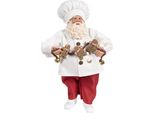 Clayre & Eef Decorazione Natalizia Figura Babbo Natale 27 Cm Bianco Rosso Tessuto