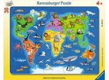 Ravensburger 6641 Puzzle Mappa Del Mondo Con Animali 30-48 Pezzi 6641