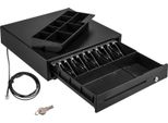 Cassetto Cassa 16" 12V Con 5 Scomparti Per Banconote E 8 Scomparti Per Monete Per Sistemi Pos, Scomparto Per Monete Estraibile, 2 Pulsanti, Cavo RJ11/RJ12"
