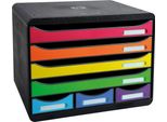 Exacompta 307798D Cassettiera Store-Box Maxi - A4+, Orizzontale, 7 Cassetti Aperti, Nero/Arancio