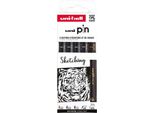 Uni-Ball PIN/5 ASP017 Uni-Ball Fineliner Pin "Sketching"" Pf, Set Da 5"