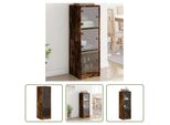 The Living Store Credenza Con Ante In Vetro Rovere Fumé 35X37X109 Cm