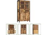 The Living Store Credenza 100X40X175 Cm Massives Raues Mangoholz