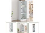The Living Store Credenza Con Ante In Vetro Bianco 35X37X109 Cm