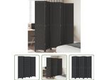 The Living Store Divisorio 5 Pezzi Nero In Legno Massello Di Paulownia
