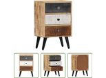 The Living Store Comodino 40×30×60 Cm In Legno Massiccio Di Mango