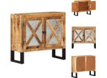 Vidaxl Credenza 80X30X71 Cm In Legno Massiccio Di Mango Grezzo E Metallo - Credenze