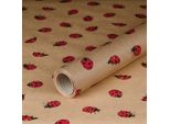 Carta Da Regalo Coccinella, Vintage, Marrone, Liscia, 0,70 X 10 M