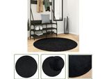 The Living Store Tappeto Oviedo A Pelo Corto Nero Ø 120 Cm