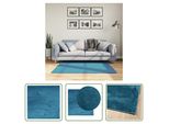 The Living Store Tappeto Oviedo A Pelo Corto Turchese 120X120 Cm