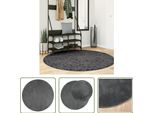 The Living Store Tappeto Oviedo A Pelo Corto Antracite Ø 160 Cm