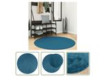 The Living Store Tappeto Oviedo A Pelo Corto Turchese Ø 120 Cm