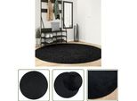 The Living Store Tappeto Oviedo A Pelo Corto Nero Ø 200 Cm