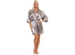 Vestaglia Da Donna A Kimono Corto In Raso; Taupe L