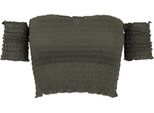 DáMské TíLko Urban Classics Ladies Cropped Cold Shoulder Smoke Top Olive - L