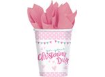 Bicchiere Di Carta Amscan Con Scritta On Your Christening Day, 8 Pezzi SG11975 (Taglia Unica) (Rosa)