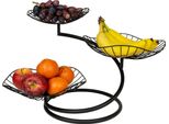 Quvio Fruttiera Etagere A Tre Strati - Cesto Per Frutta - Fruttiera Nera - Ciotola Da Portata - Vassoi - Vassoi Da Esposizione - Acciaio - 26 X 50 X 33 Cm (Lxwxh) - Nero