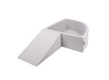 Parco Giochi In Schiuma Kiddymoon Con Piscina A Quarto Di Cerchio Con Palline (100 Palline) Percorso Ad Ostacoli, Grigio Chiaro:Perla/Grigio/Trasparente/Blu Bambino/Minze
