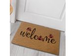 Tappeto Antipolvere In Cocco "Welcome Ladybird"" In Nero Rosso Dimensioni - 45 X 75 Cm"