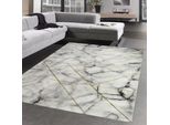 Tappeto Di Design I Aspetto Marmo E Fibre Lucide I Grigio Oro Dimensioni - 160 X 230 Cm