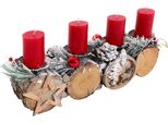 Composizione D'avvento HWC-M14 Con Portacandele, D'avvento Natalizia In Legno 12X41X12Cm ~ Con Candele