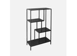 Libreria Asimmetrica In Metallo Nero Con 4 Ripiani, Nero