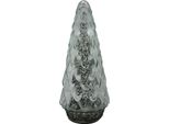 Clayre & Eef Decorazione Natalizia Con Illuminazione A Led Albero Di Natale Ø 11X24 Cm Vetro Color Argento