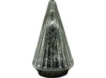 Clayre & Eef Decorazione Natalizia Con Illuminazione A Led Albero Di Natale Ø 11X19 Cm Vetro Color Argento