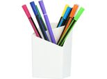 Quvio Portapenne - 2 Scomparti - Organizzatore Da Scrivania - Portapenne - Portamatite - Accessori Da Scrivania - Porta Pennelli Da Trucco - Bianco - Plastica - 6,5 X 6,5 X 11,5 Cm