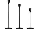 Quvio Candeliere - Set Di 3 - Portacandele - Candeliere - Regalo - Accessori Per La Casa - Accessori Decorativi - Varie Altezze - Metallo - Nero