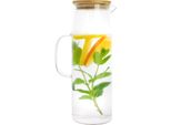 Caraffa Krumble Con Manico E Coperchio 1,5 Litri - Caraffa Per Acqua - Vetro - Legno
