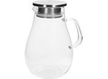 Caraffa Krumble - 1,5 Litri - Caraffa D'acqua - Caraffa Di Vetro - Annaffiatoio - Caraffa Per Liquido Amniotico - Coperchio Con Filtro - Lattina Con Coperchio - Con Filtro - Vetro - Alluminio - Trasparente - Argento - 13 X 18 X 21 Cm