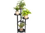 Quvio Scaffale Per Piante - Supporto Per Piante - Tavolo Per Piante - Piedistallo Per Piante - Tavolo Per Piante Da Interno - Scaffale Per Piante - Scaffale Per Fiori - Piedistallo Per Piante - Colonna Per Piante - Con 4 Strati - Metallo - Nero