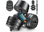 Re:Sport Set Di Manubri A 2 Pezzi Regolabili Da 20 Kg | Set Di Manubri Con 2 Manubri | Manubri Con Pesi E Chiusura A 4 Stelle | Manubri Fitness Per Lo Sviluppo Muscolare, L'allenamento E La Casa