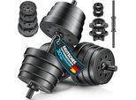 Re:Sport Set Di Manubri A 2 Pezzi Regolabile Da 30 Kg | Set Di Manubri Con 2 Manubri | Manubri Con Pesi E Chiusura A 4 Stelle | Manubri Fitness Per La Costruzione Muscolare, L'allenamento E La Casa
