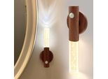 Lampada Da Parete In Legno Luce Notturna A Led Con Rilevatore Di Movimento Batteria Lampada Armadio A Muro Illuminazione Usb Ricaricabile Sensore Di Movimento Illuminazione Scale Batteria Ricaricabile