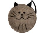 Clayre & Eef Decorazione Ciotola Gatto 18X18X6 Cm Feltro Grigio