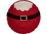 Ciotola Decorativa Clayre & Eef Ø 18X4 Cm In Feltro Rosso Babbo Natale